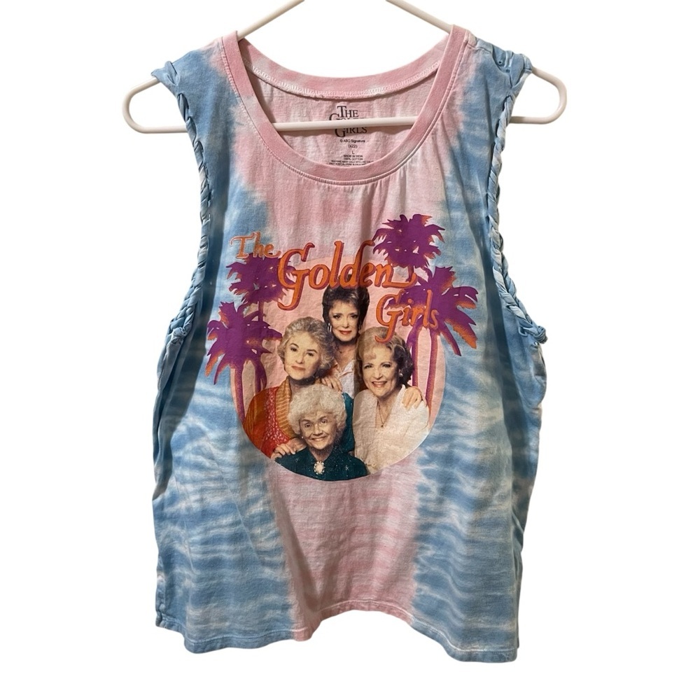 The Golden Girls Women's Palm Trees Tie Dye Braided Tank Top - L